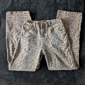 Leopard Print Straight Leg Denim Ankle Jeans Pants 28"X28" Sz 9